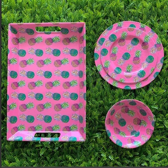 NWT Simply Southern Pineapple Dinnerware Set - Picture 2 of 8